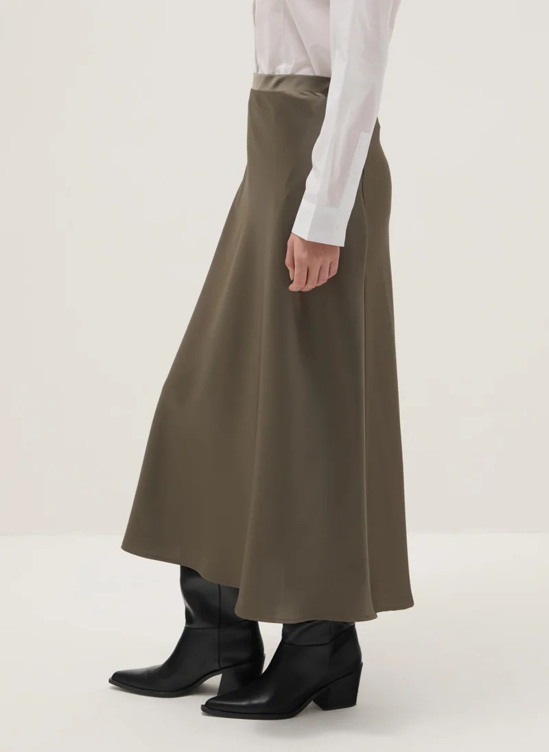 Ovs OVS Grey Satin Skirt With Regular Fit And Elastic Waist